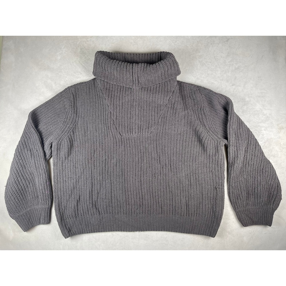 FLX Womens‎ XXL Gray Chenille Ribbed Quarter Zip Funnel Neck Sweater 00022772A